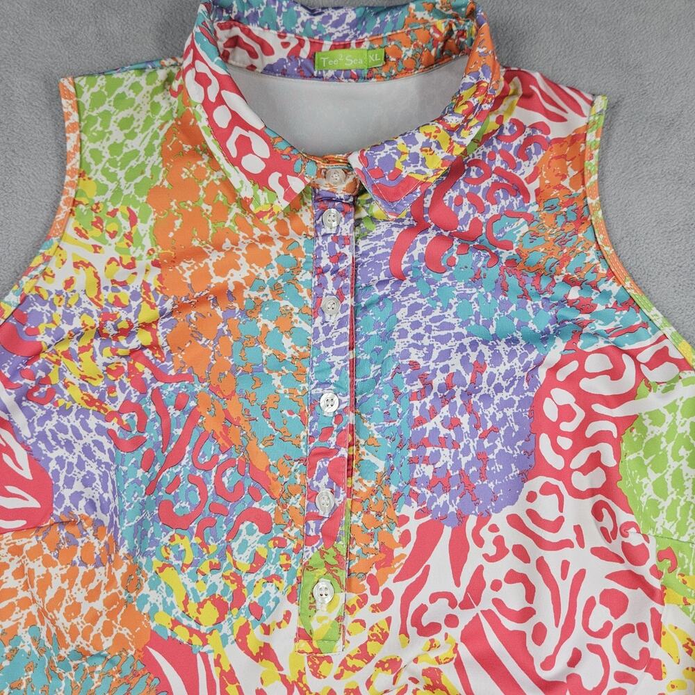 Tee 2 Sea Golf Dress Womens Size XL Nautical Beachy Sleeveless Pink Multi Pocket - Picture 2 of 10